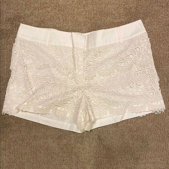 LOFT Women's Lace Overlay Shorts - Cream - Picture 1 of 10